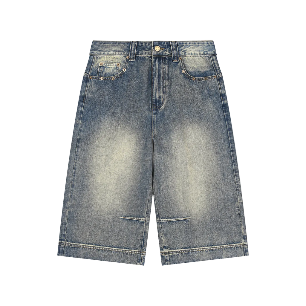 Vintage Wash Baggy Denim Shorts