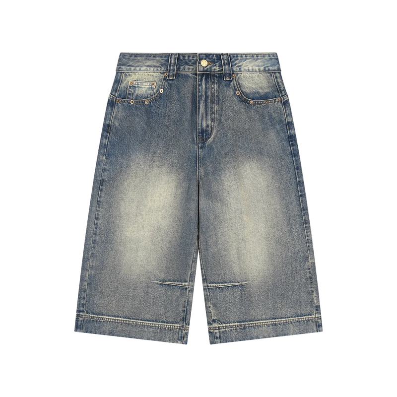 Vintage Wash Baggy Denim Shorts