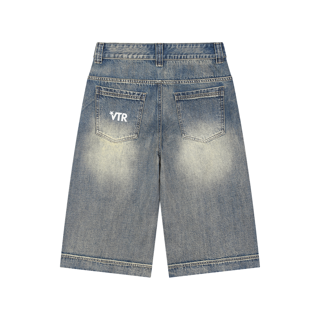 Vintage Wash Baggy Denim Shorts