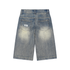 Vintage Wash Baggy Denim Shorts