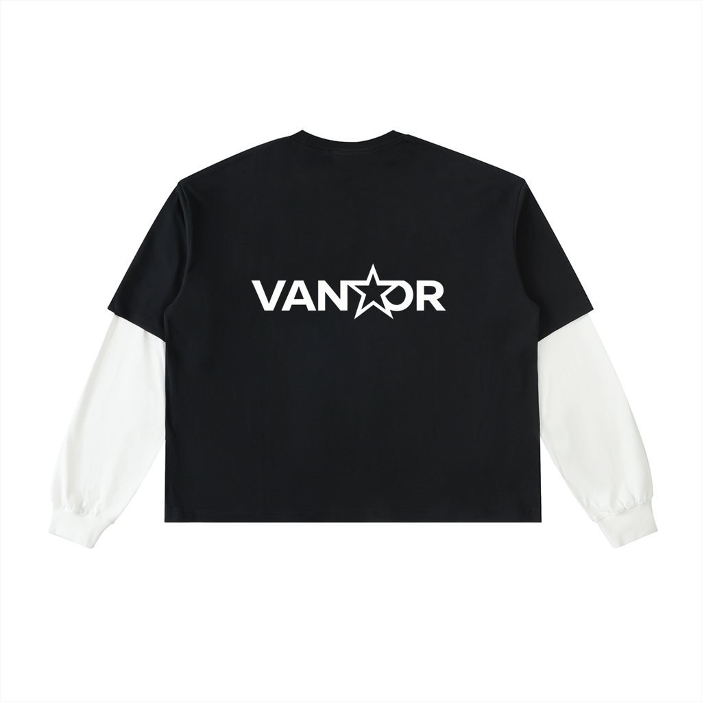 Layered Contrast Sleeve Cotton T-Shirt