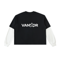 Layered Contrast Sleeve Cotton T-Shirt