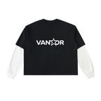 Layered Contrast Sleeve Cotton T-Shirt
