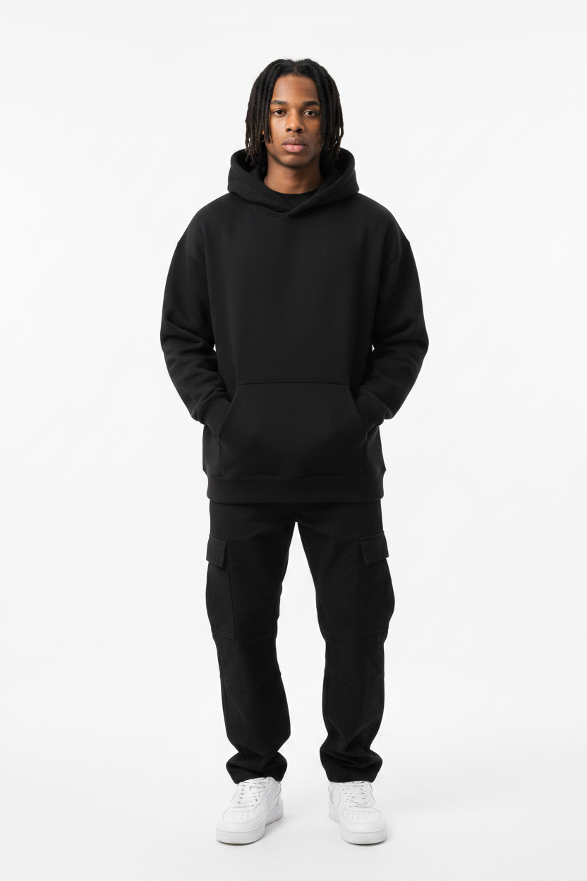 Oversize Fleeced Hoodie Black