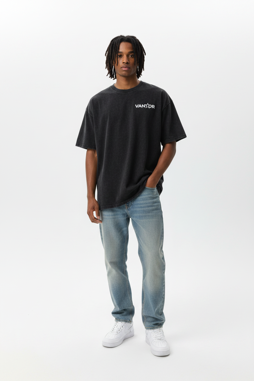 Snow Washed Oversized Cotton T-Shirt